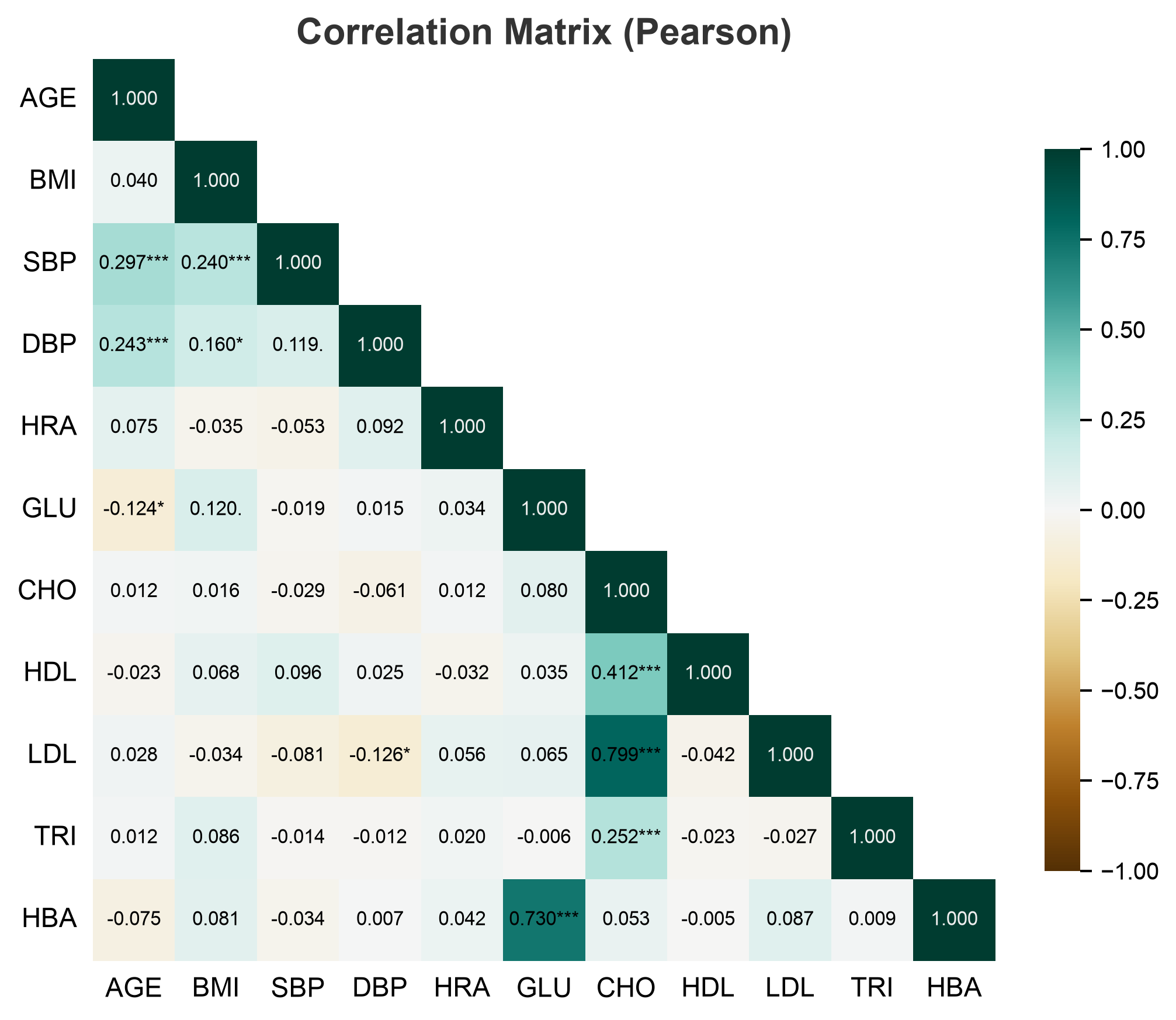Correlation matrix (Pearson)